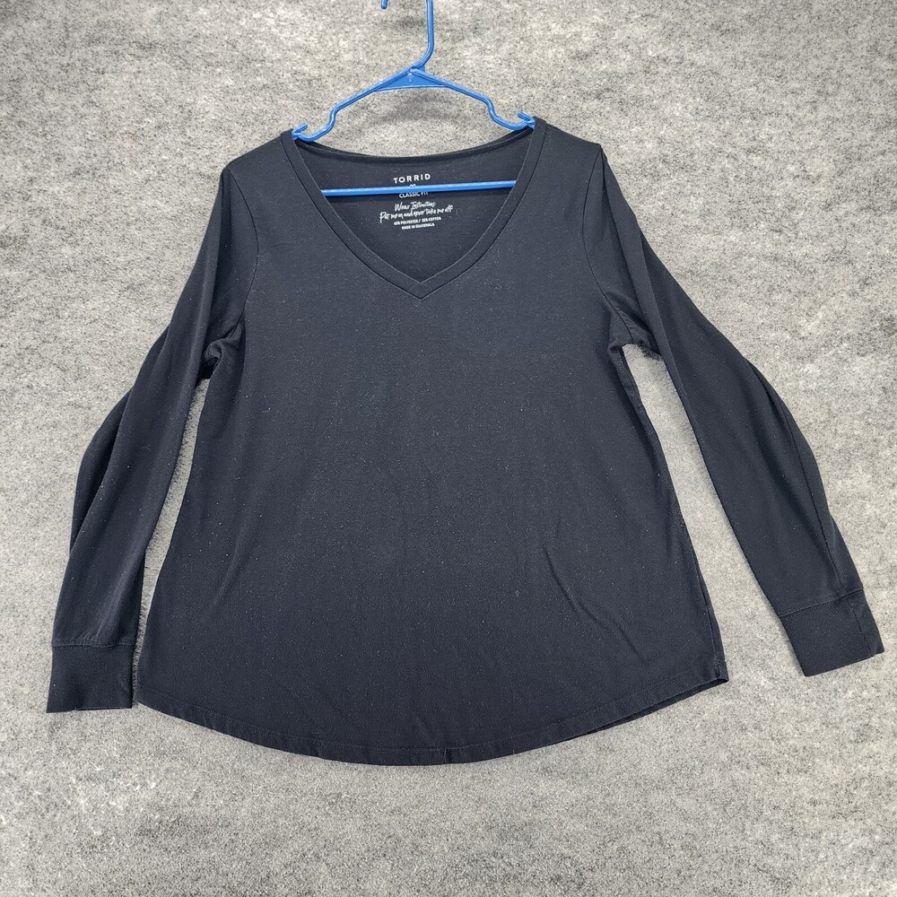 Torrid Shirt Womens 00 Classic Fit Long Sleeve Black